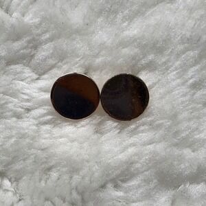 Minimalist Gold Tone Round Stud Earrings‎